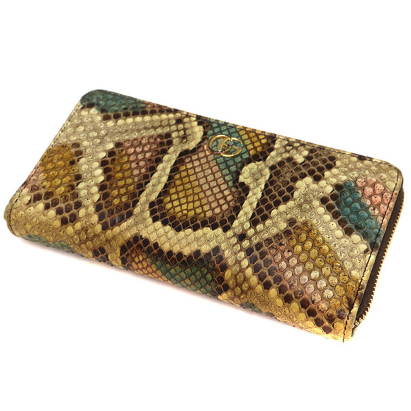 Gucci Long Zip Python Wallet Beige Brown - Picture 1 of 6